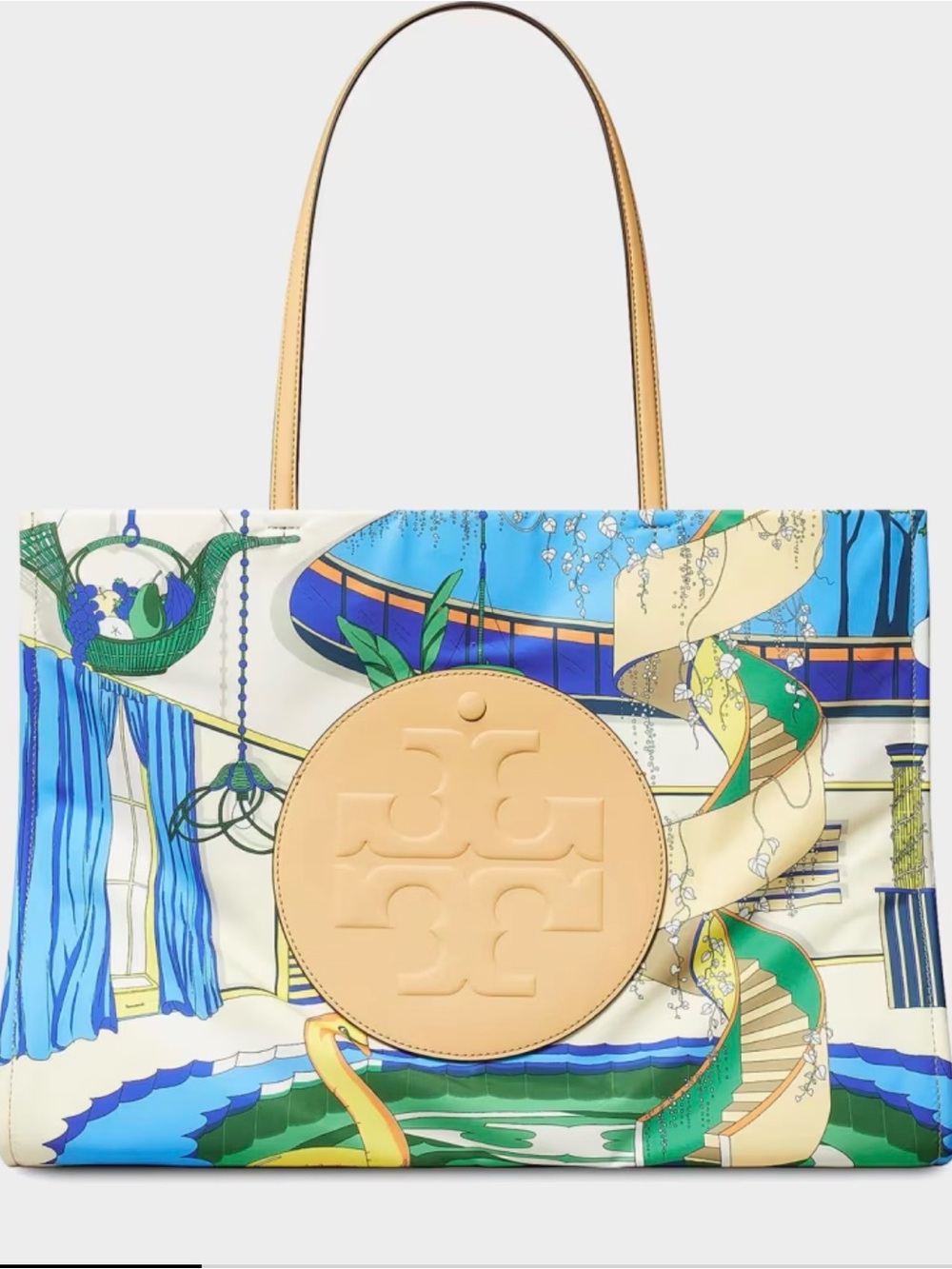 Tory Burch Blue & Green Printed Tote New w/Tags
